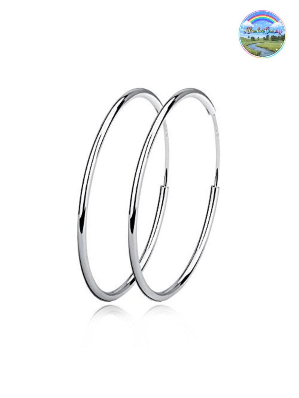 Sterling Silver Hoop Earrings White Gold Plated Endless Circle 30mm